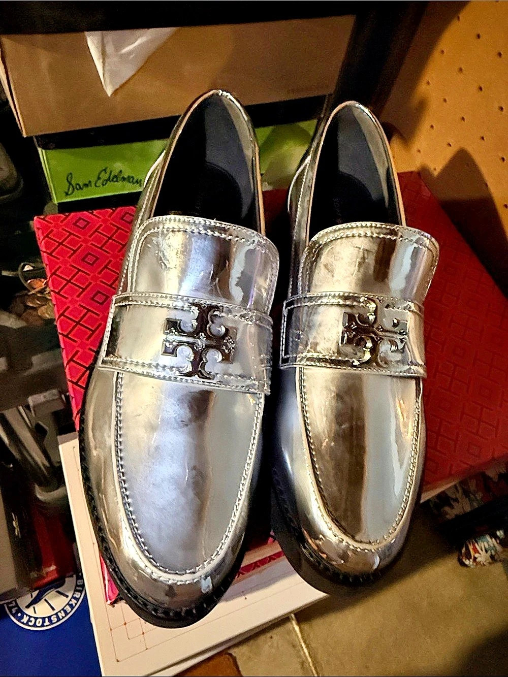 Tory Burch Miller Very Chunky Loafer Chunky Platform Loafers Silver US 9.5 Like